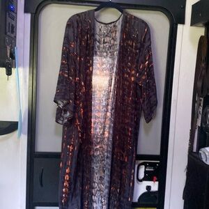 Tie dye Long kimono/ beach cover up with waist tie